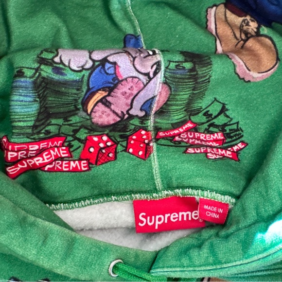 💥💥CLEARANCE!!💥💥 Supreme Green Elephant Print Hoodie Sweater in Large - Picture 5 of 11
